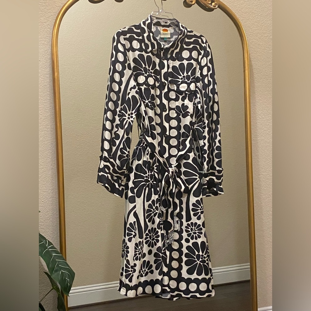 Farm Rio Palermo Long-Sleeve Belted Midi Dress Size XS - Picture 2 of 15